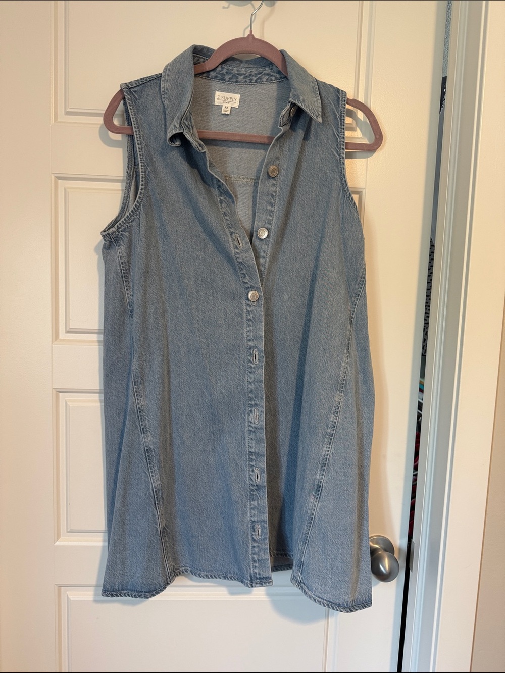 Z Supply Sleeveless Button-Front Denim Tunic - Light Blue